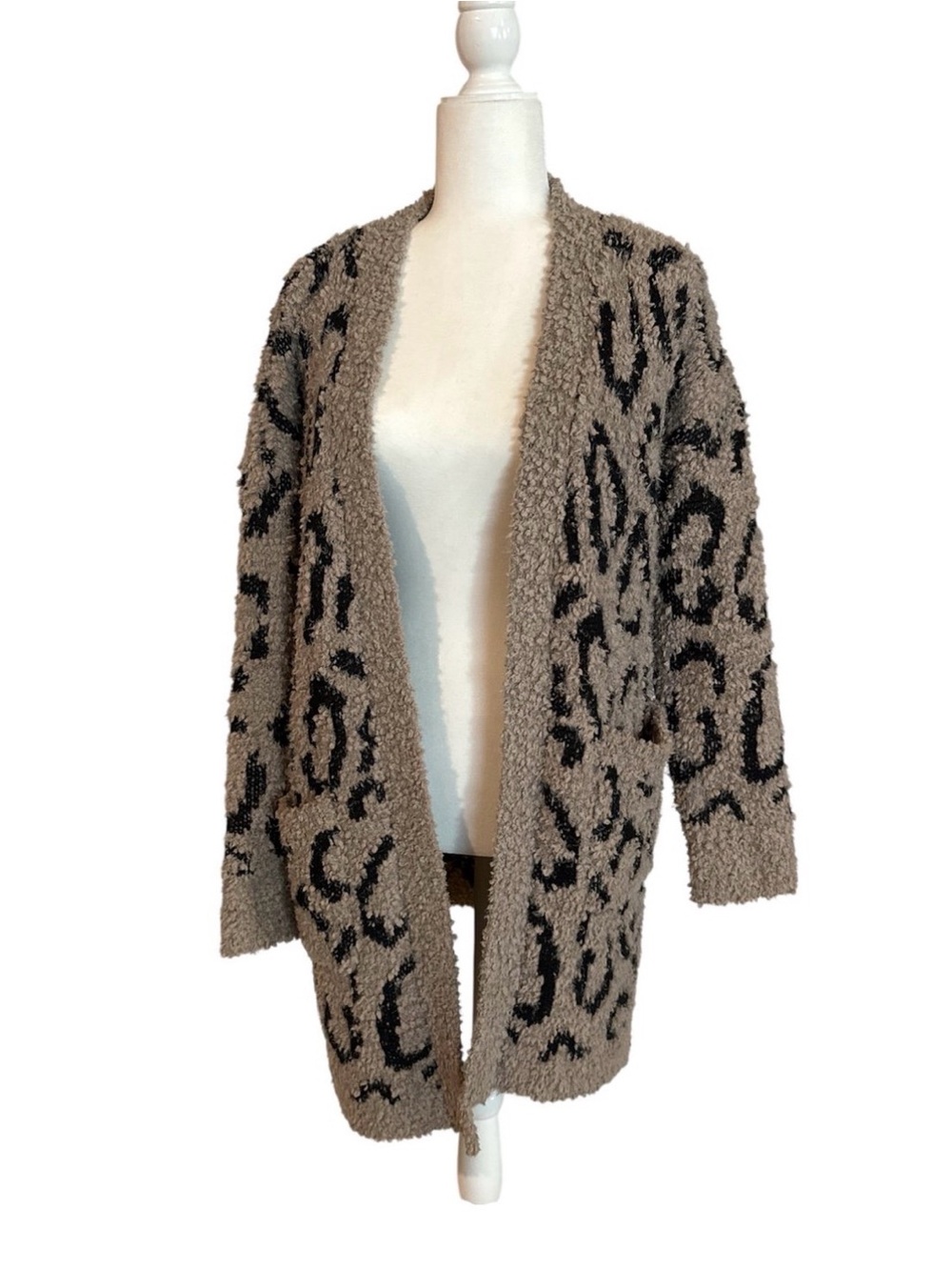 Rachel Zoe Leopard Print Long Sleeve Fuzzy Sweater 1X